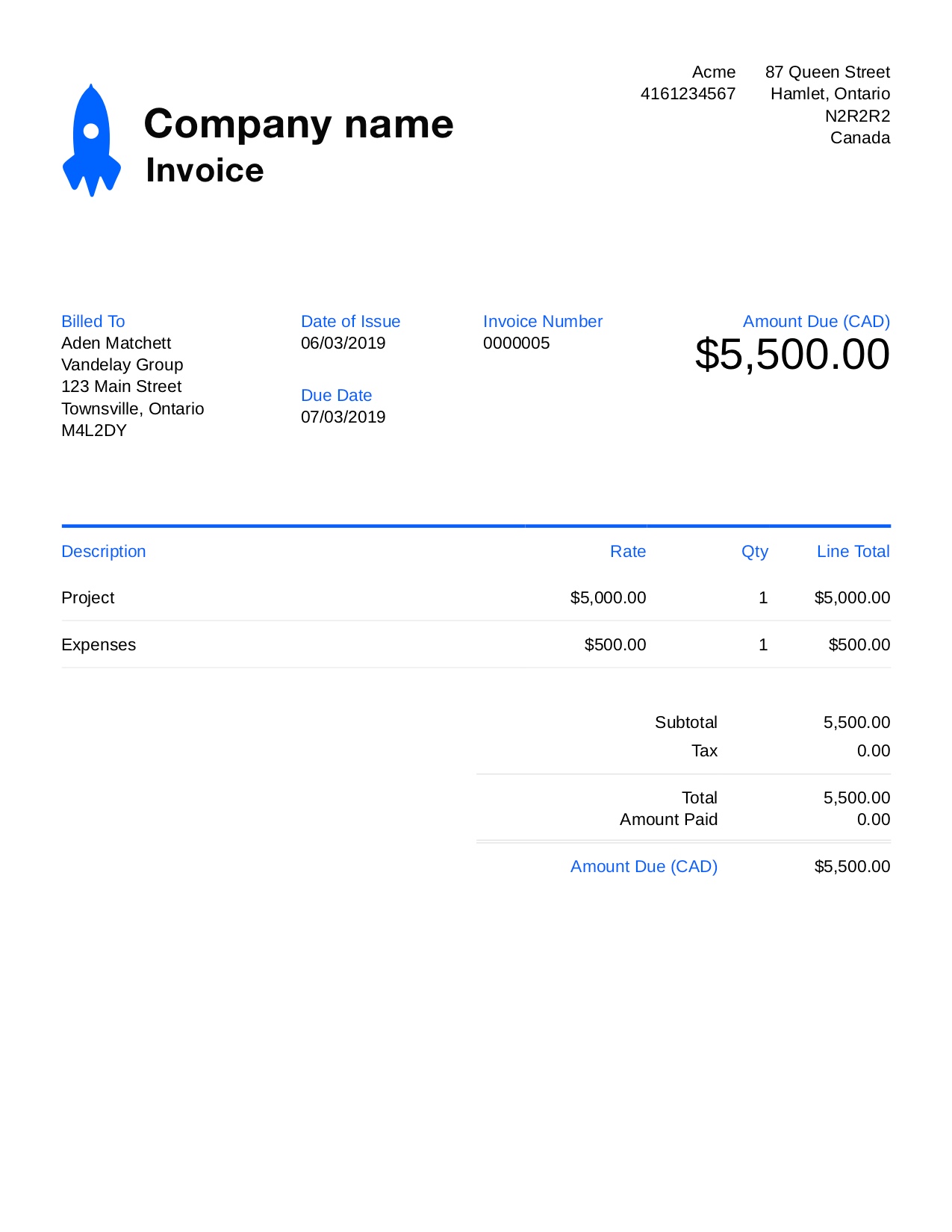 Progress Invoice Template