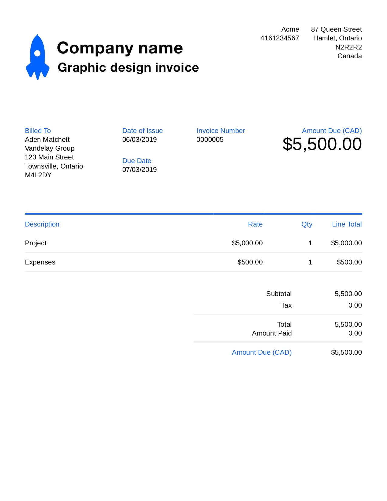 Graphic Design Invoice Template Customize And Send In 90 Seconds