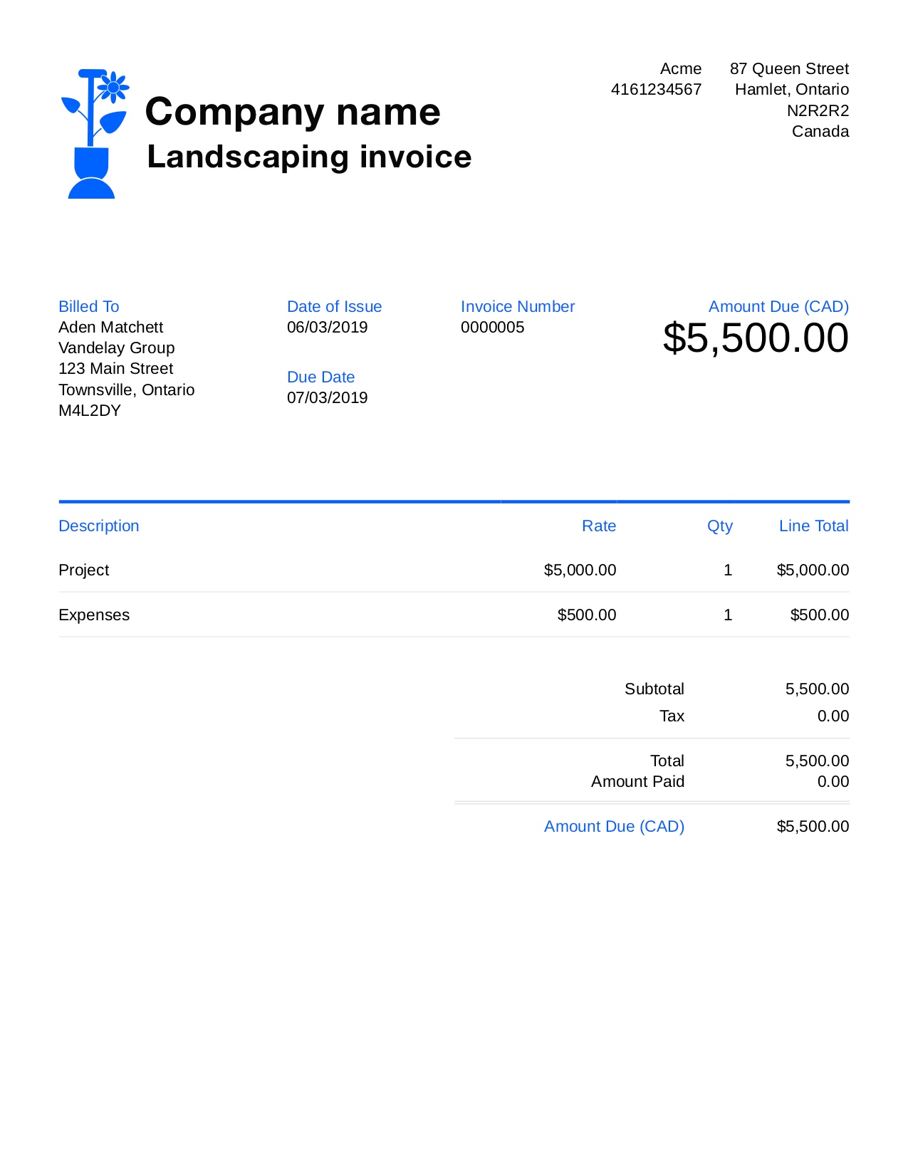Landscaping Invoice Template 2 Lawn Care Business Invoice