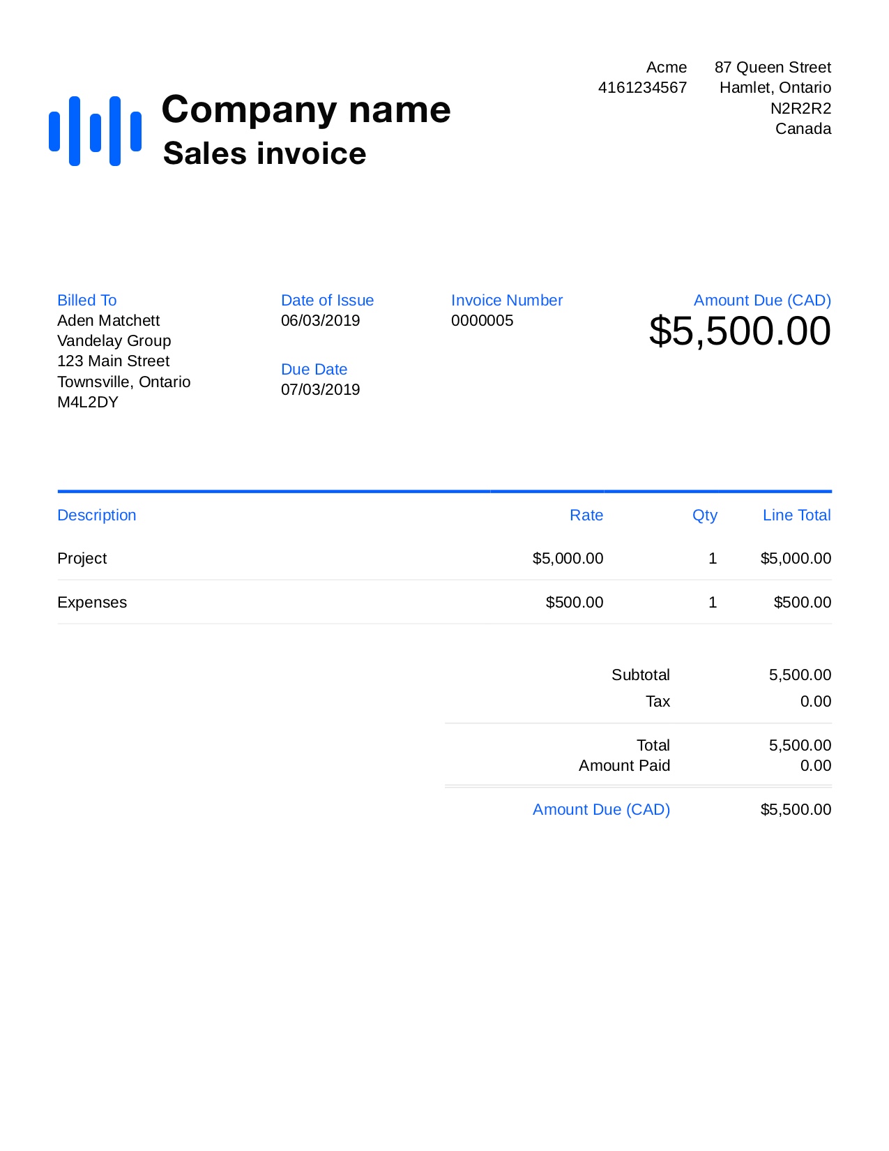 Free Sales Invoice Template Customize And Send In 90 Seconds