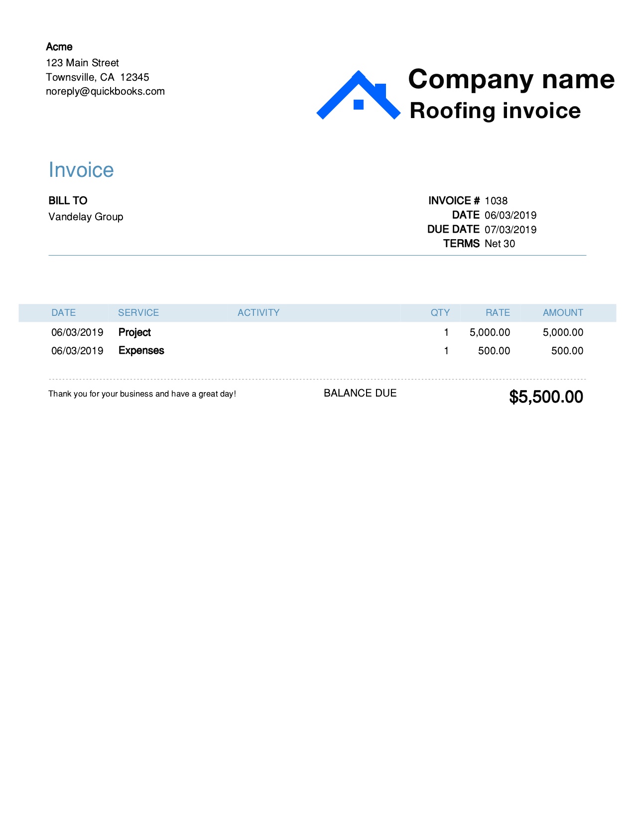 Free Roofing Invoice Template. Customize and Send in 21 Seconds With Regard To Free Roofing Invoice Template