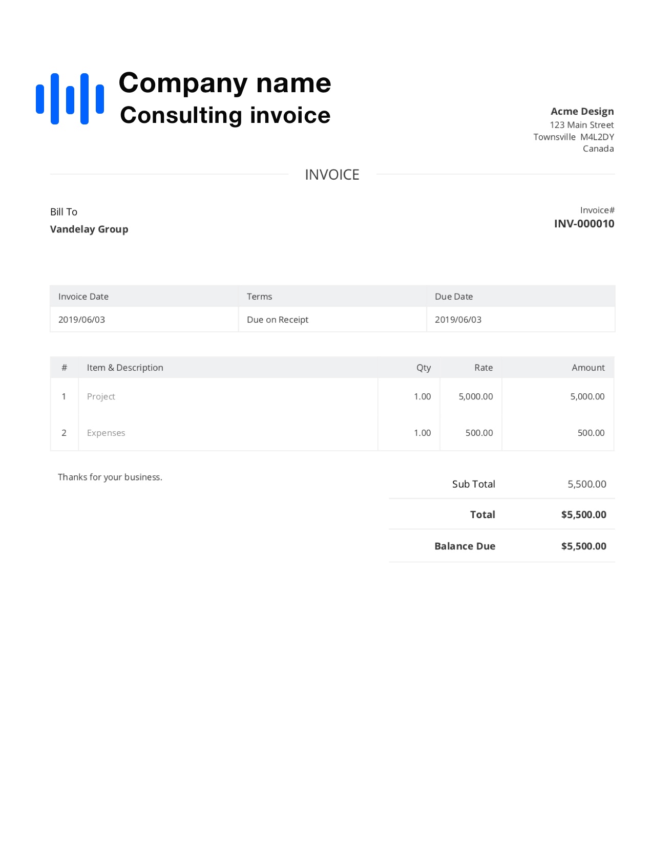 Free Consulting Invoice Template. Customize and Send in 22 Seconds Pertaining To Software Consulting Invoice Template