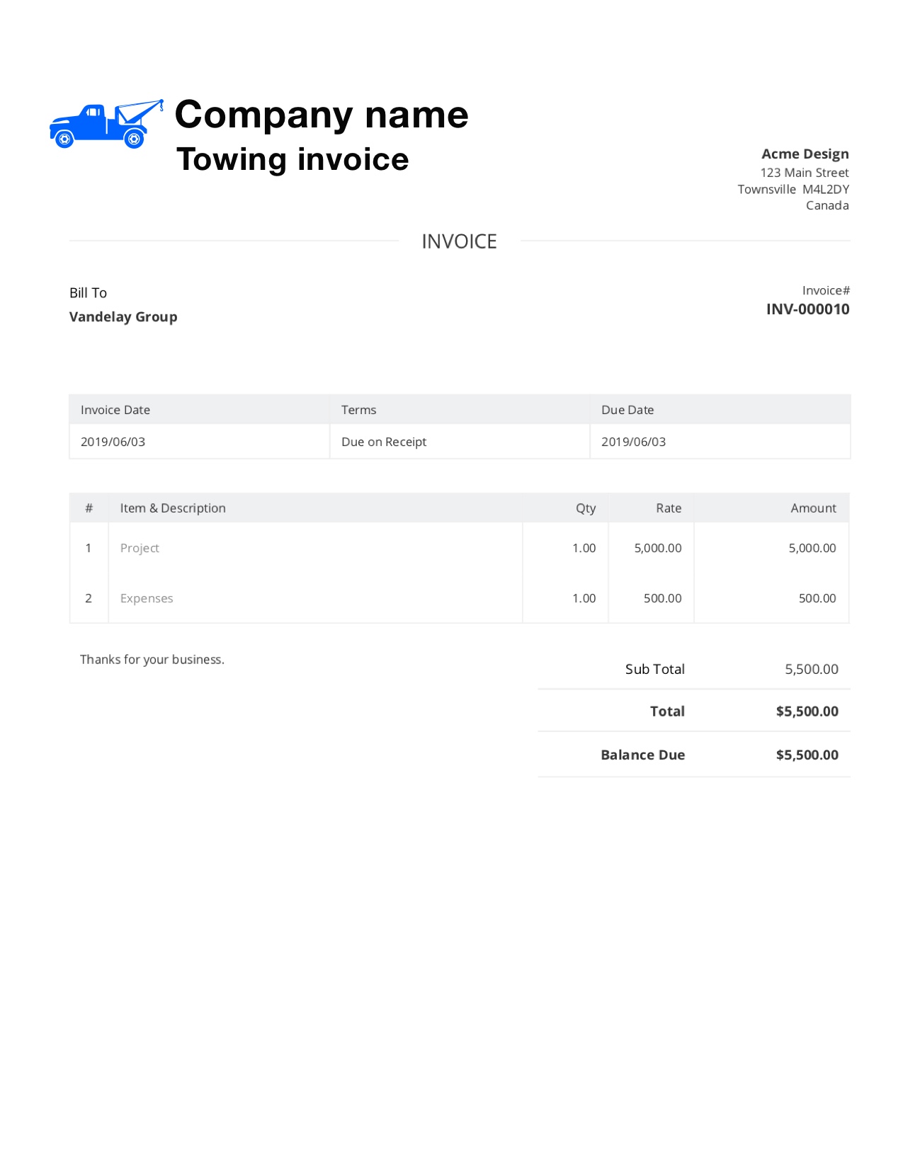 free towing invoice template customize and send in 90 seconds