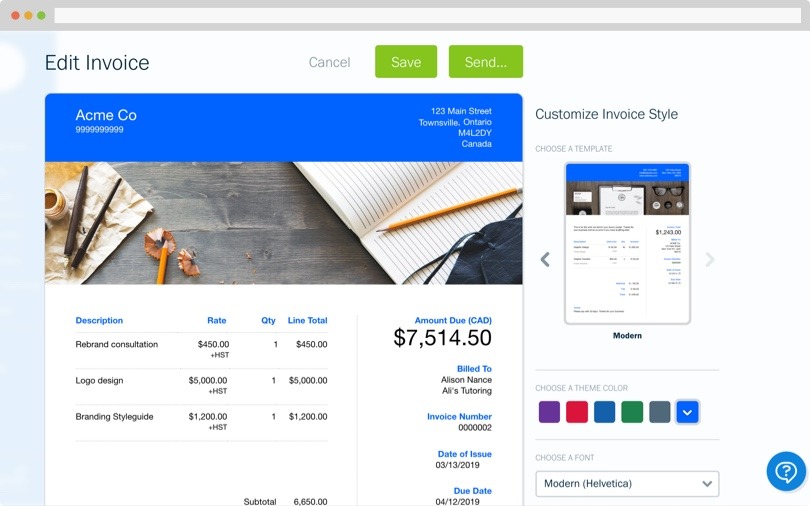 Freshbooks Professional Design