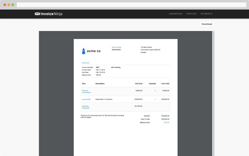 Client Can View Invoices Online