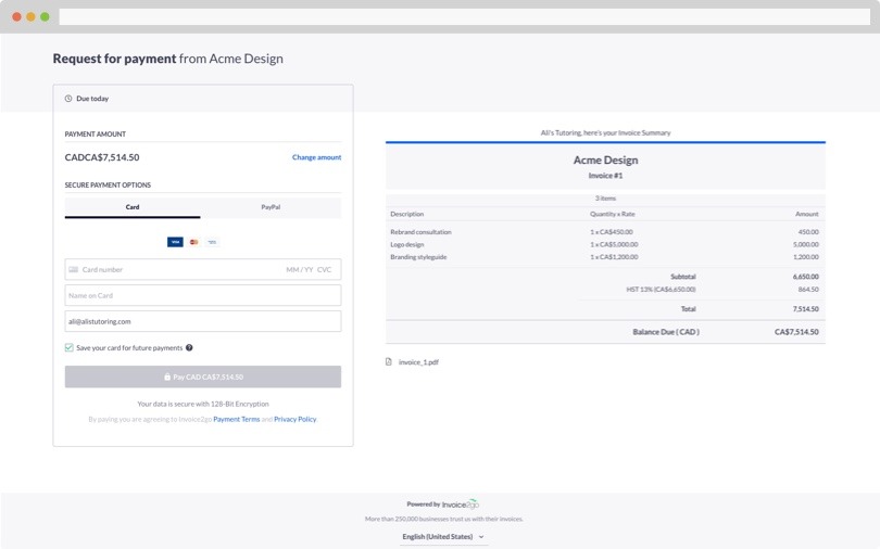 Client Can View Invoice Online