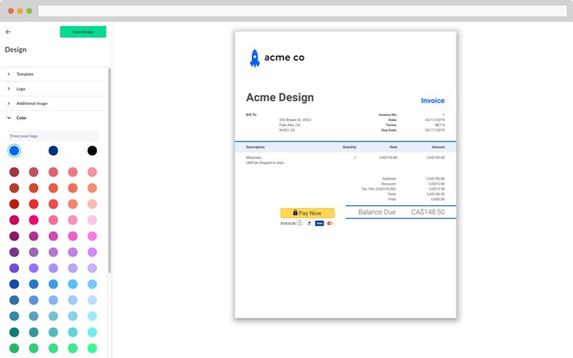 Customize Invoices