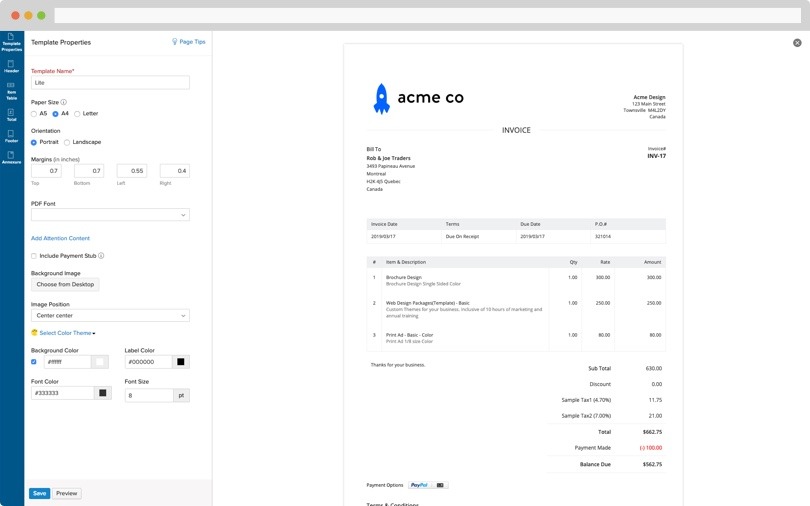 Customize Invoices