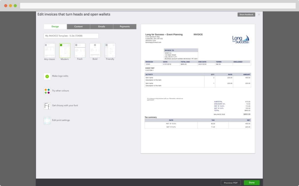 Professional Invoice design