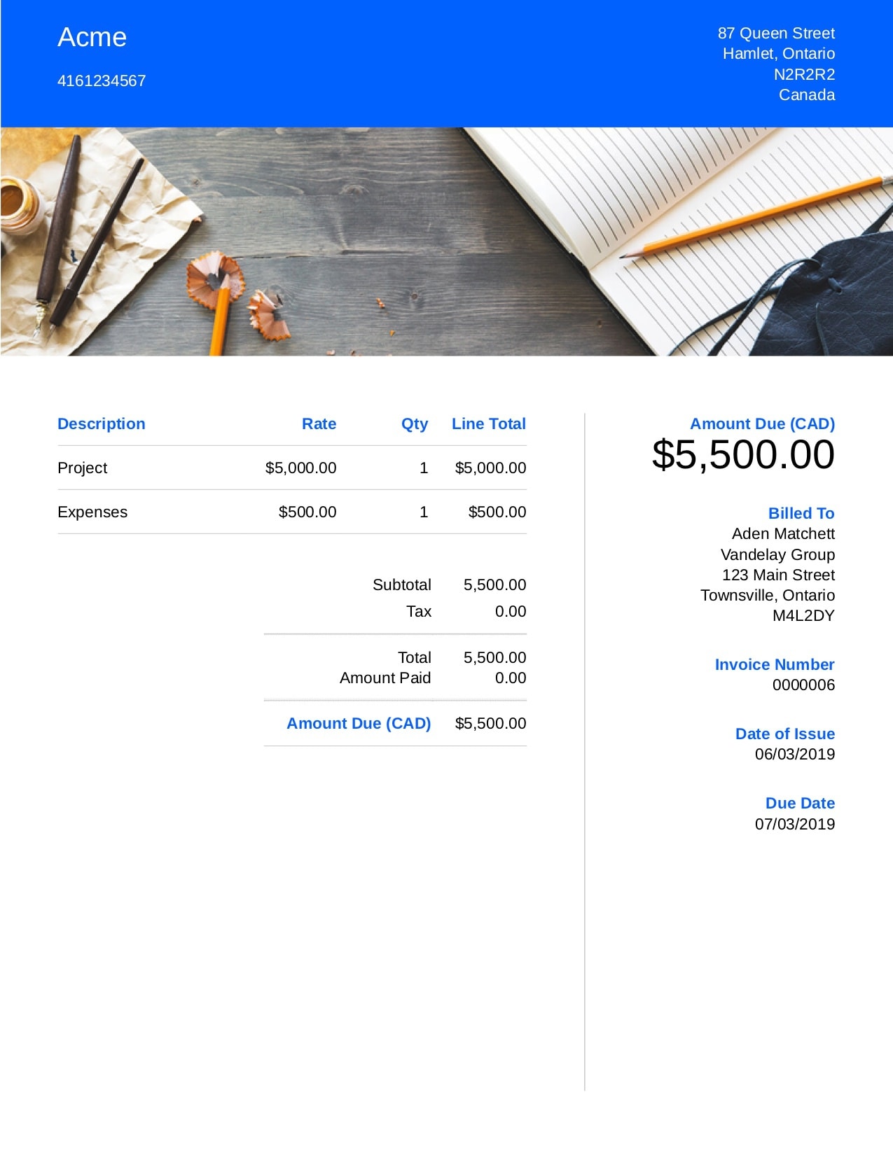 Invoice template